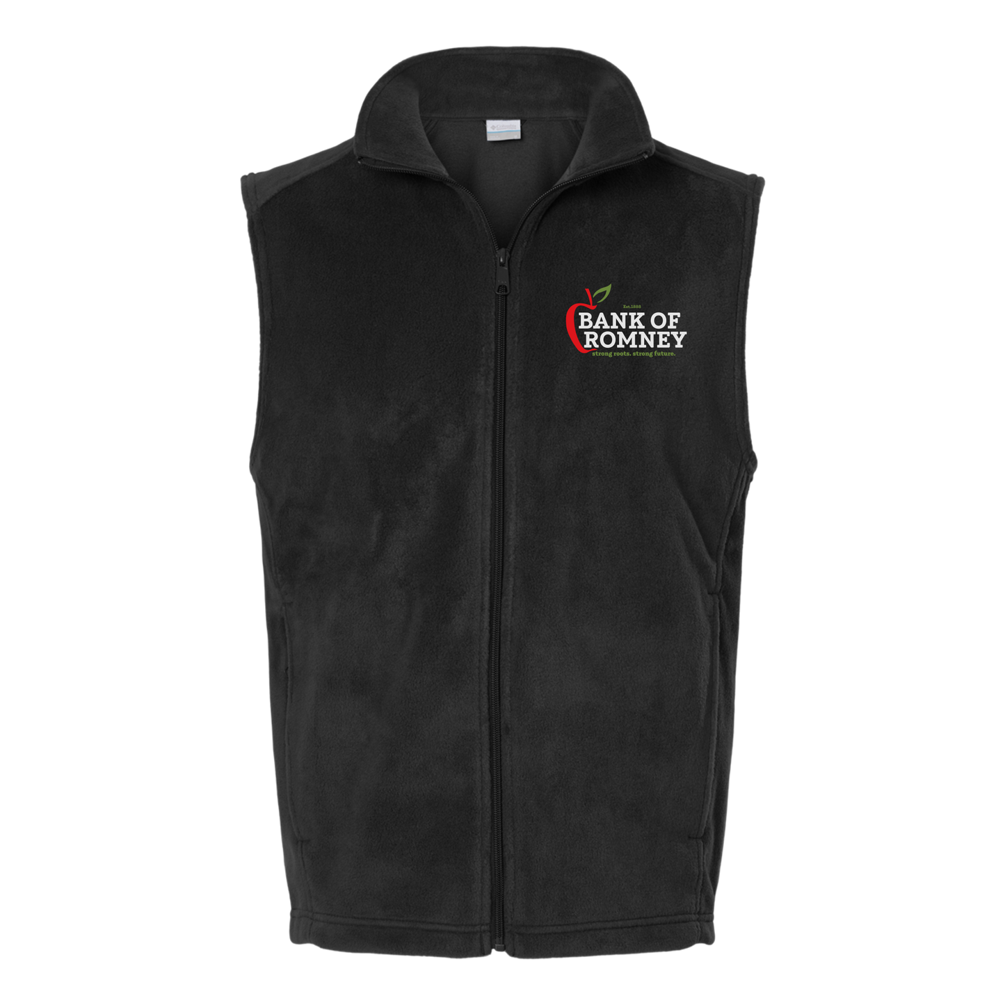 bankofromney-columbia-mens-fleece-vest-embroidery-leftchest-212488-black-flat-front
