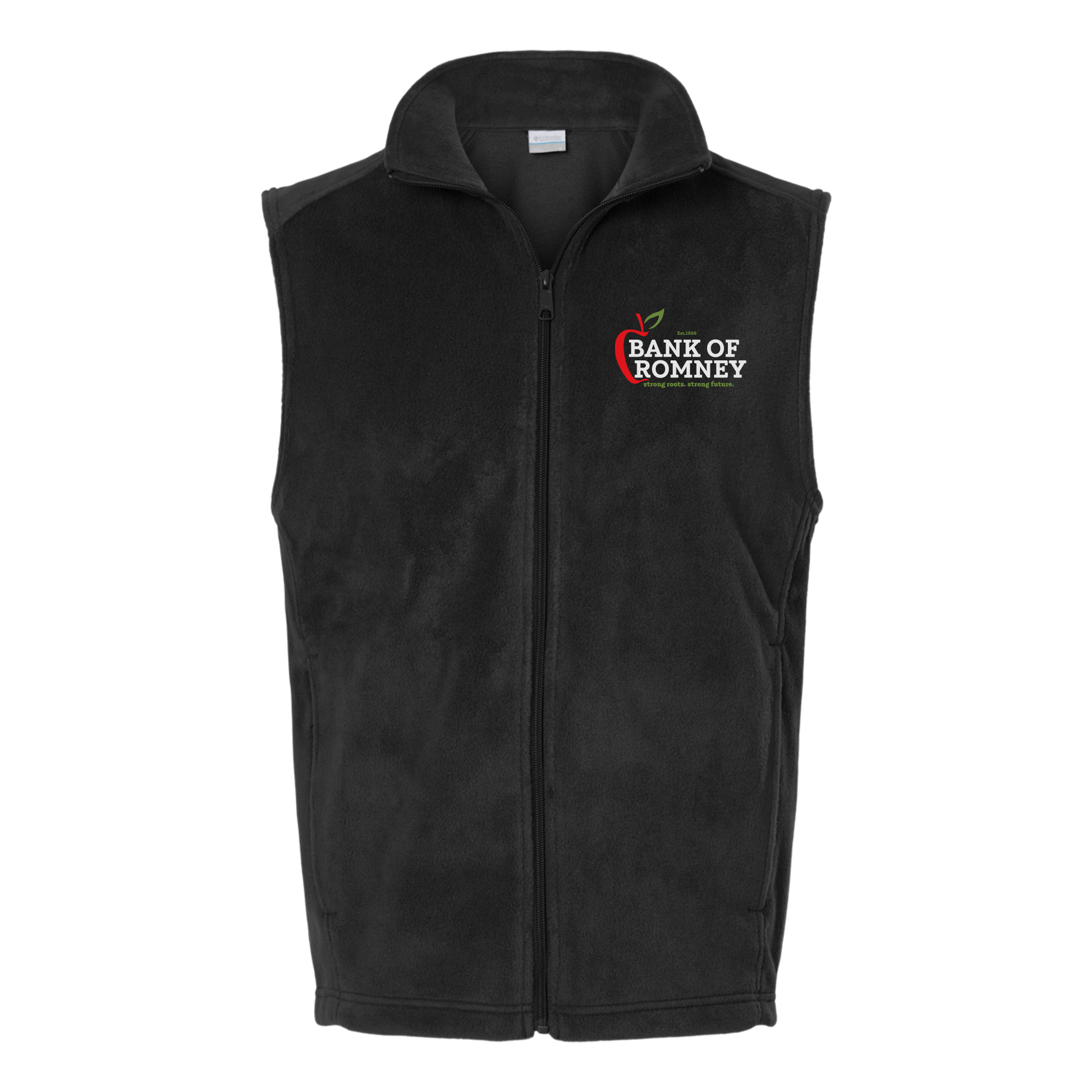 bankofromney-columbia-mens-fleece-vest-embroidery-leftchest-212488-black-flat-front
