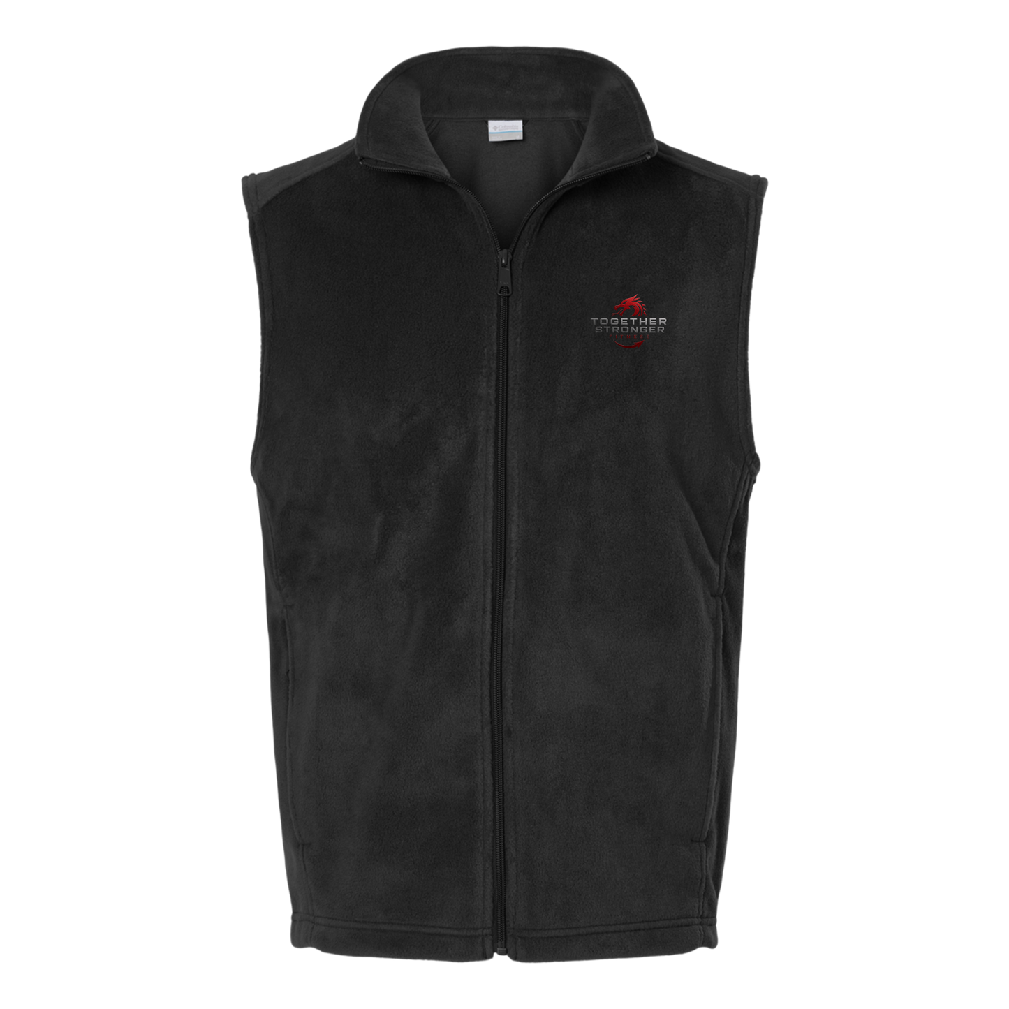 togetherstrongerfitness-columbia-mens-fleece-vest-embroidery-leftchest-212488-black-flat-front