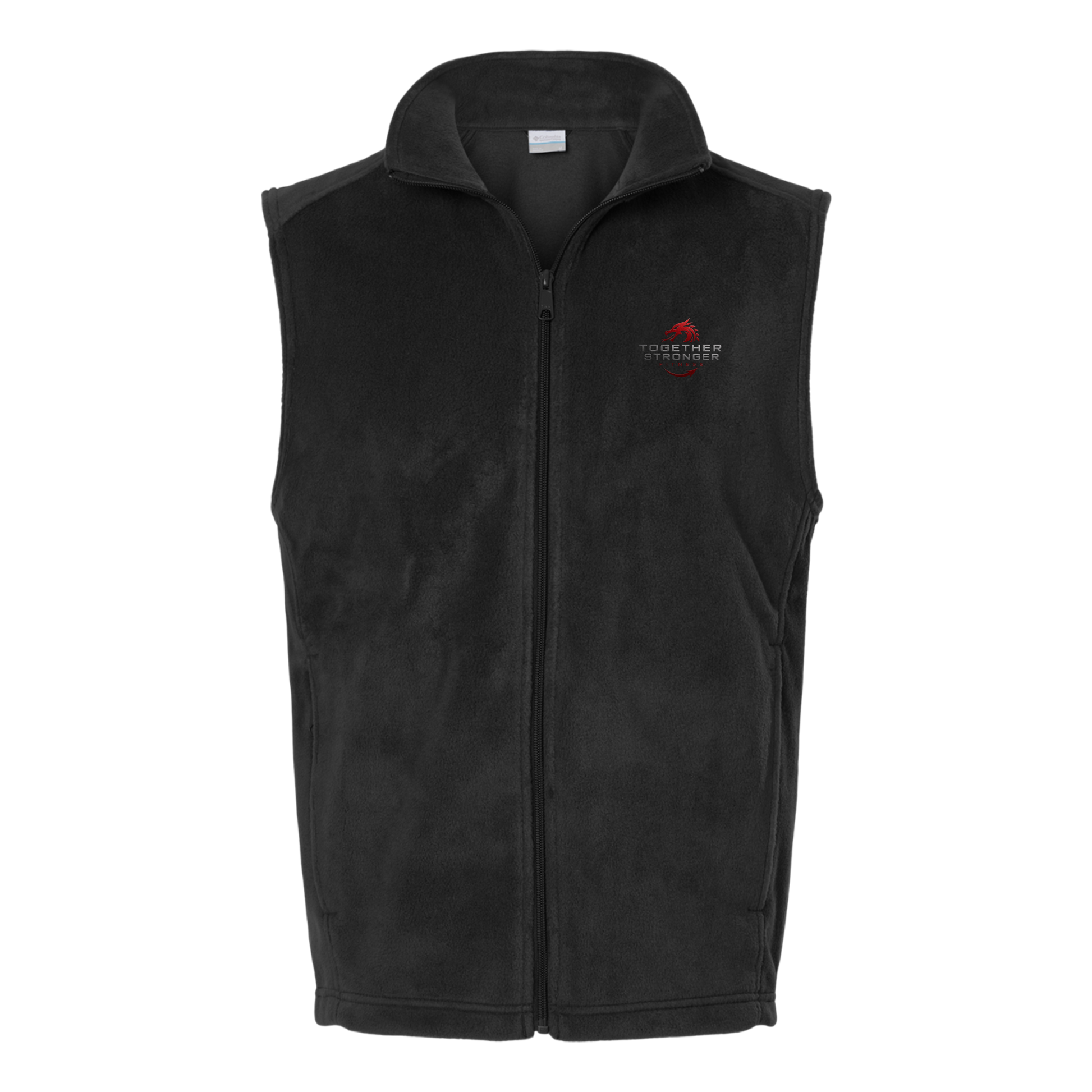 togetherstrongerfitness-columbia-mens-fleece-vest-embroidery-leftchest-212488-black-flat-front