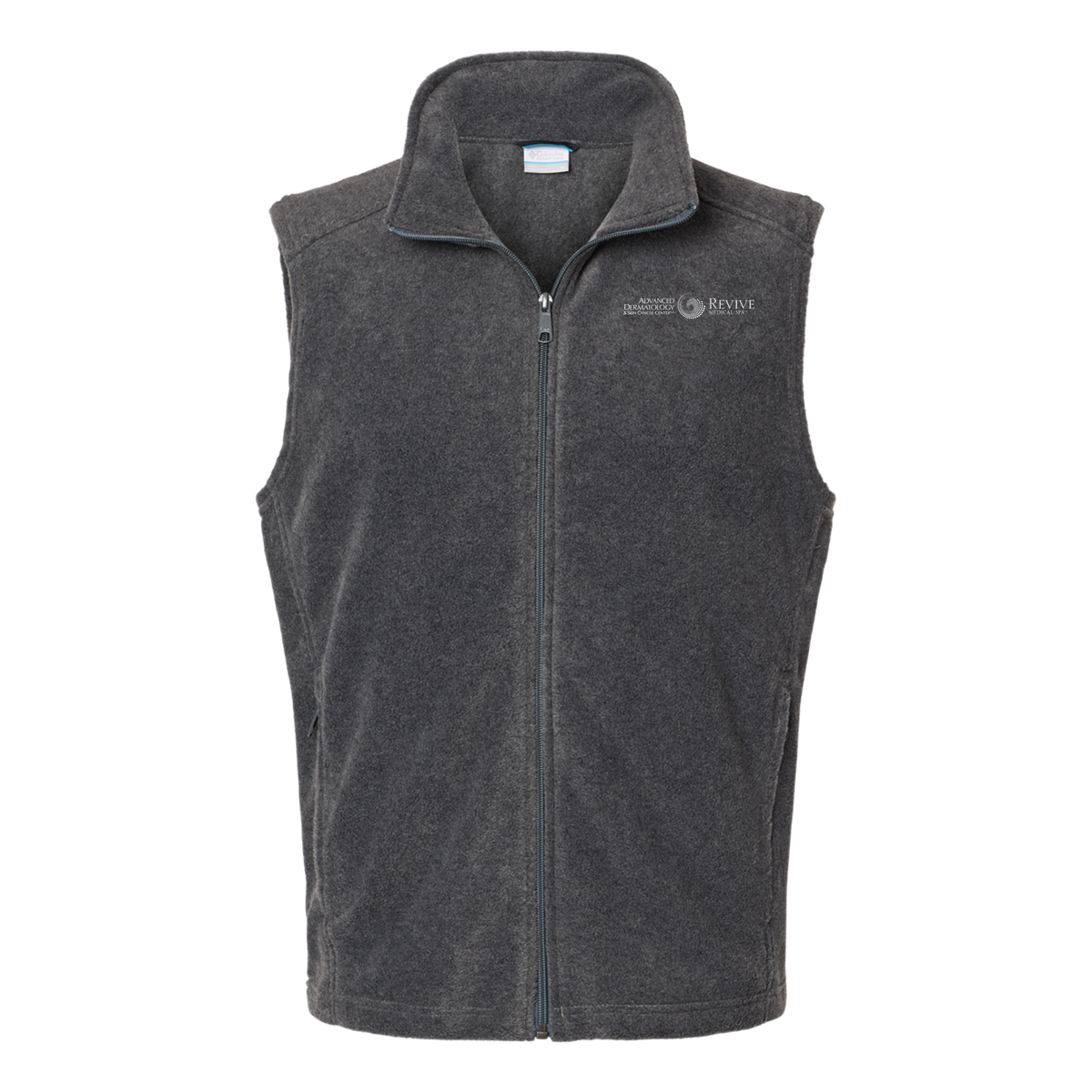 advancedskinmd-columbia-mens-fleece-vest-embroidery-leftchest-212488-charcoalheather-flat-front