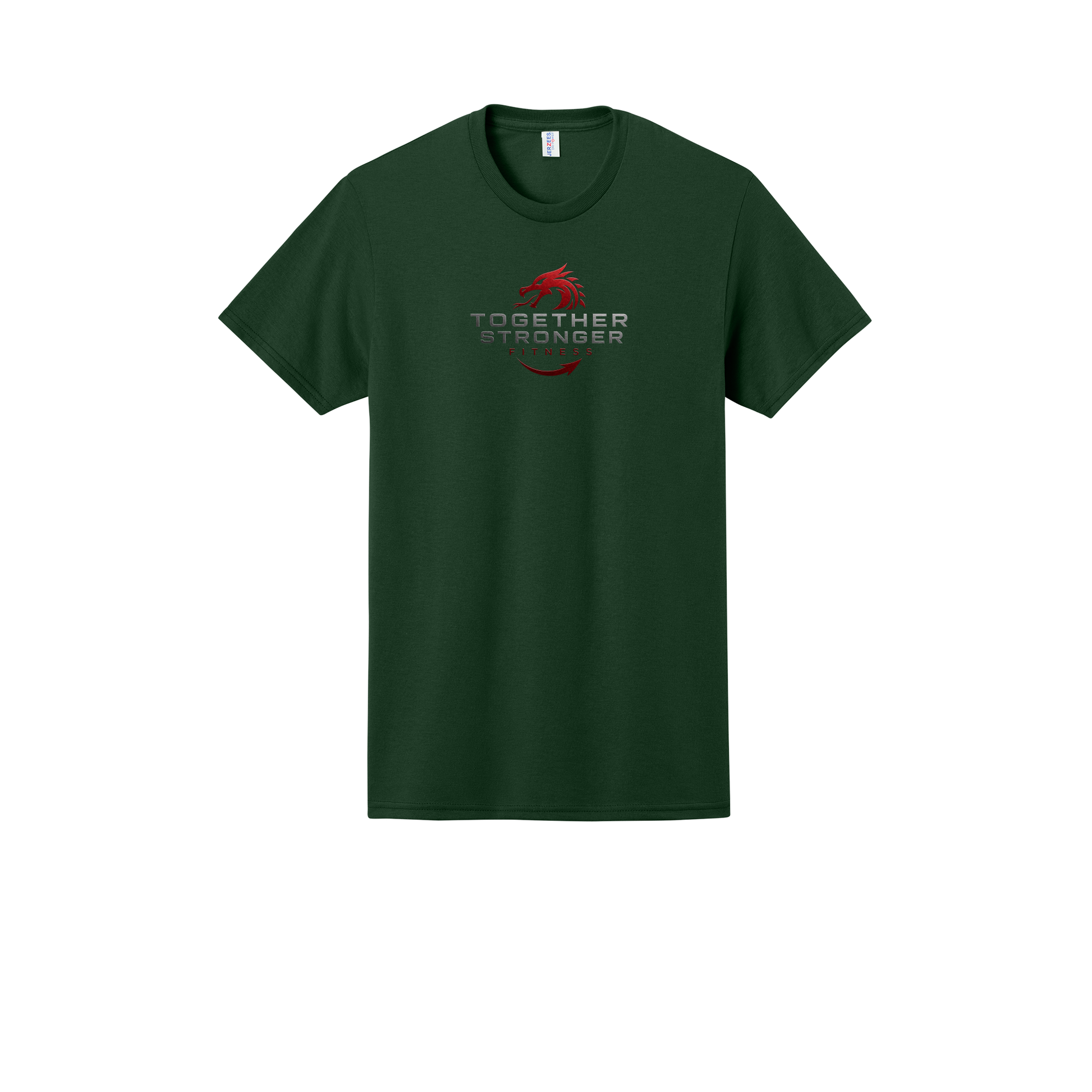 togetherstrongerfitness-jerzees-dri-power-cotton-poly-tee-dtf-front-29M-forestgreen-flat-front