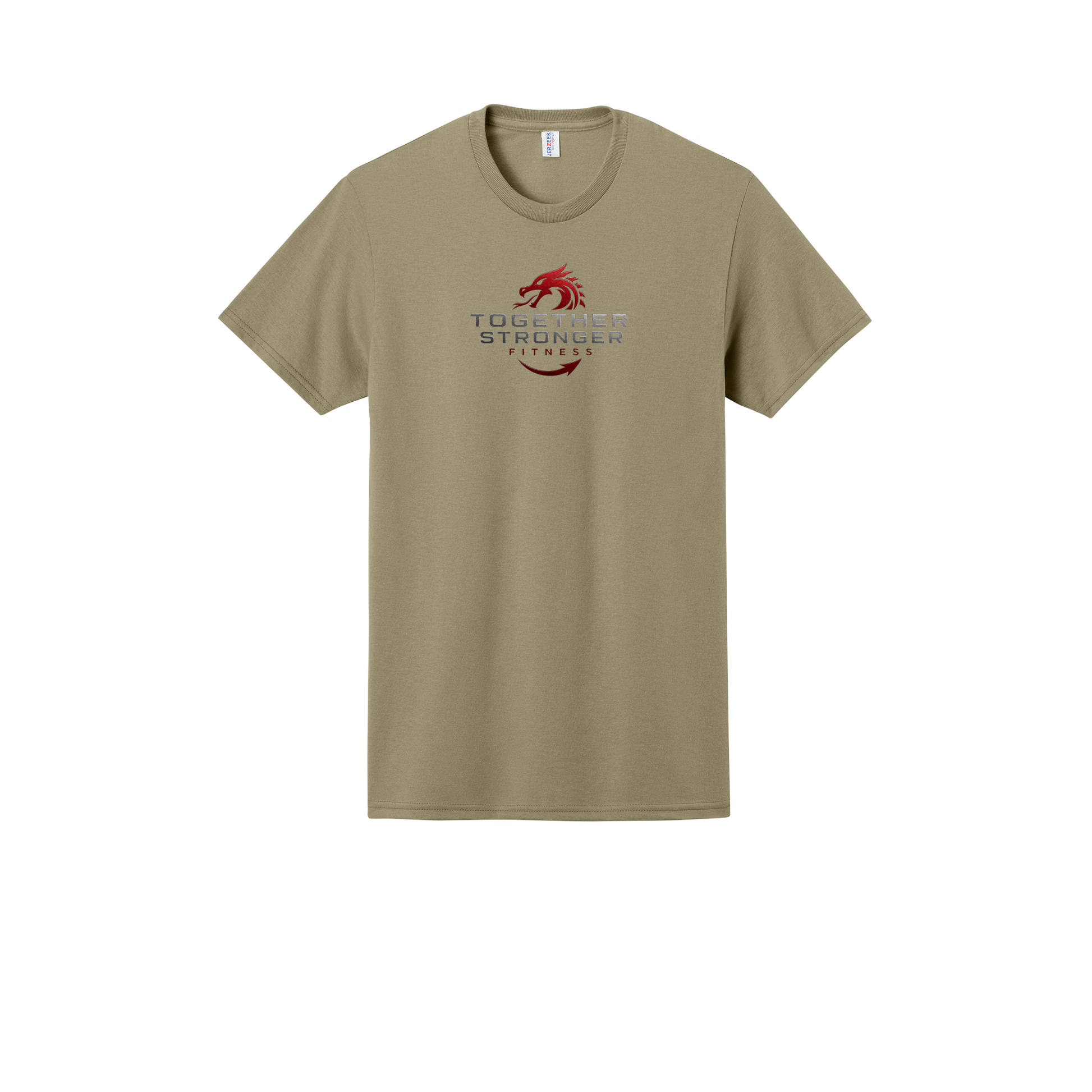 togetherstrongerfitness-jerzees-dri-power-cotton-poly-tee-dtf-front-29M-khaki-flat-front