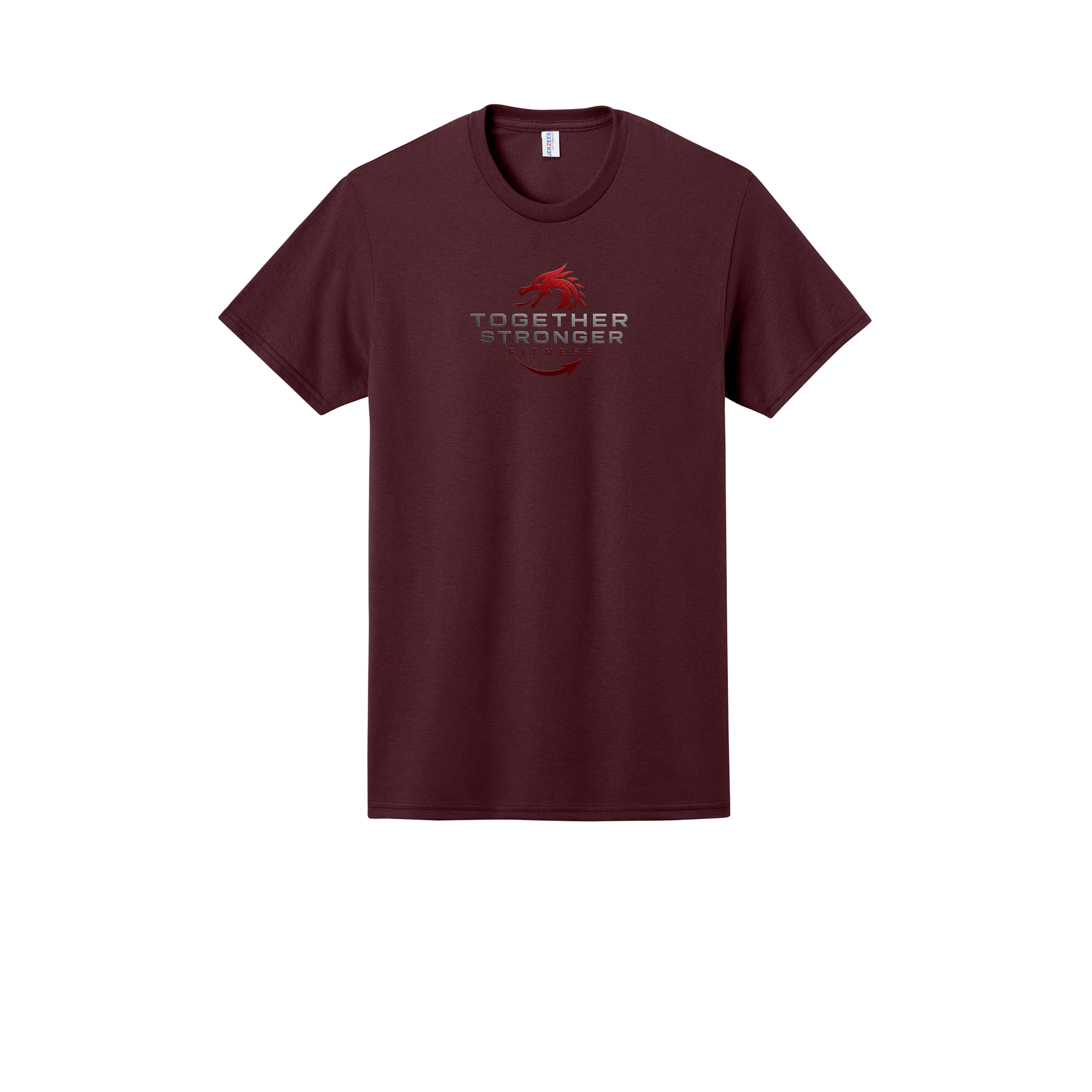 togetherstrongerfitness-jerzees-dri-power-cotton-poly-tee-dtf-front-29M-maroon-flat-front