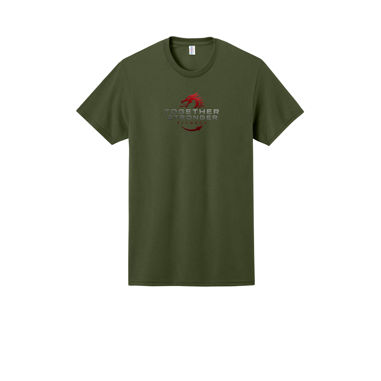 togetherstrongerfitness-jerzees-dri-power-cotton-poly-tee-dtf-front-29M-militarygreen-flat-front