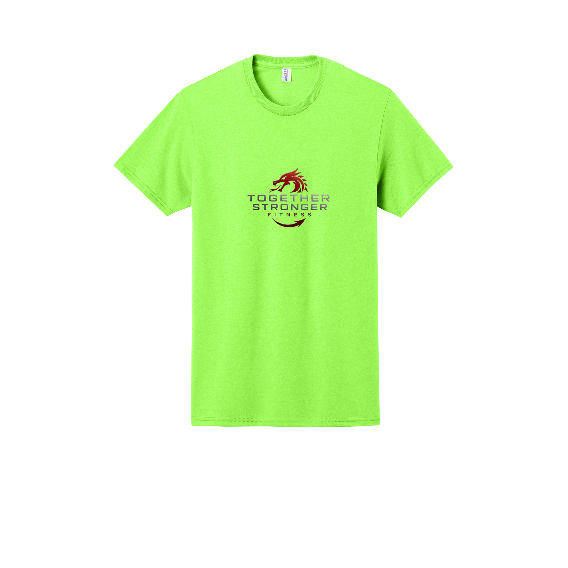 togetherstrongerfitness-jerzees-dri-power-cotton-poly-tee-dtf-front-29M-neongreen-flat-front