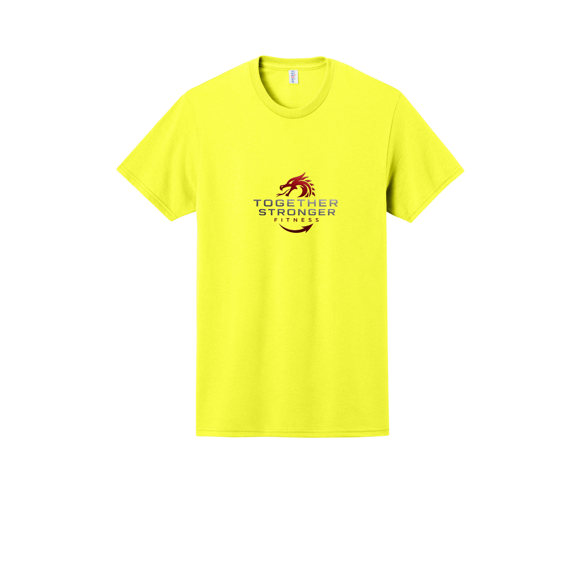 togetherstrongerfitness-jerzees-dri-power-cotton-poly-tee-dtf-front-29M-neonyellow-flat-front
