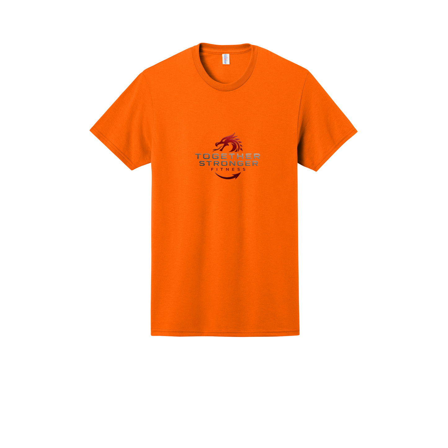 togetherstrongerfitness-jerzees-dri-power-cotton-poly-tee-dtf-front-29M-safetyorange-flat-front