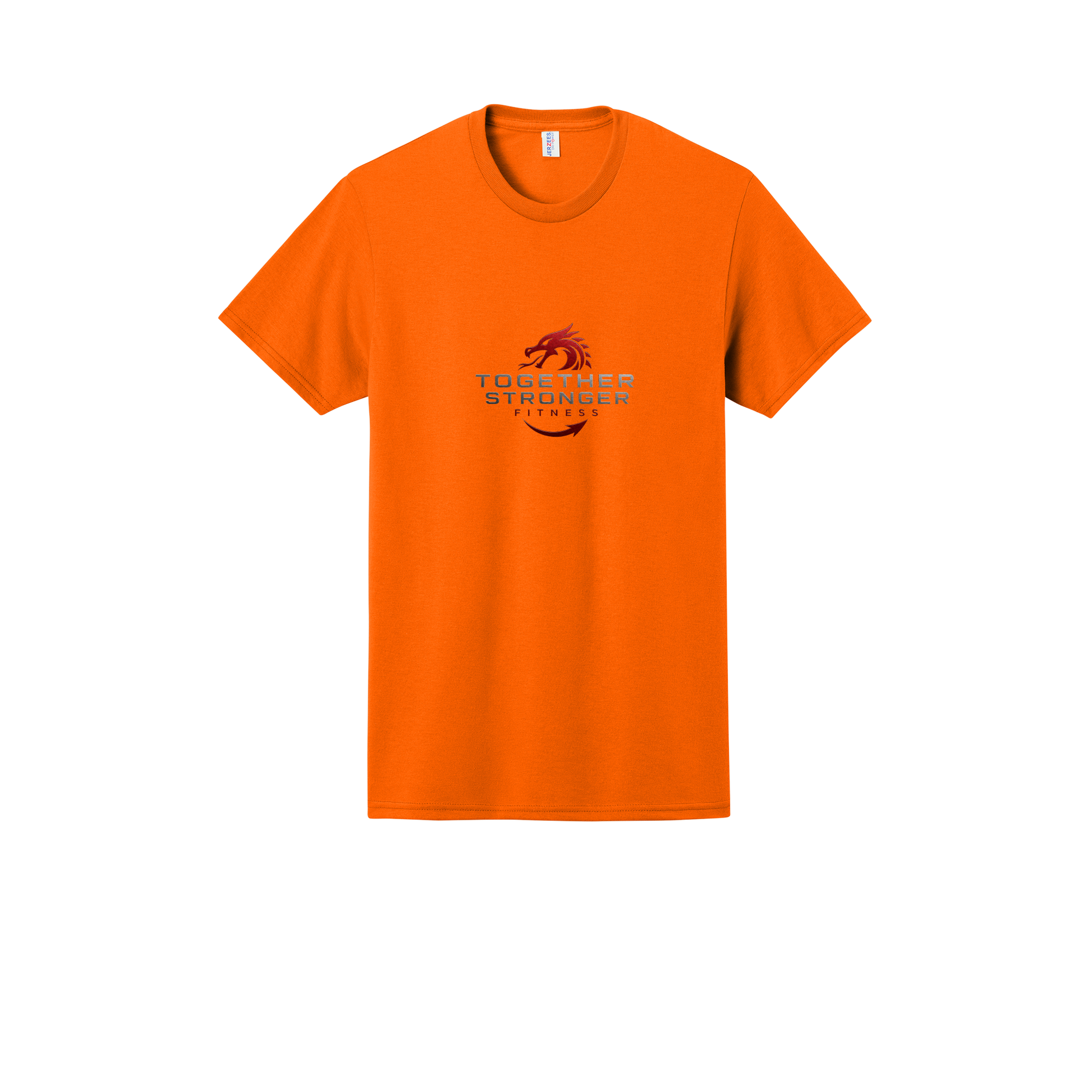 togetherstrongerfitness-jerzees-dri-power-cotton-poly-tee-dtf-front-29M-safetyorange-flat-front