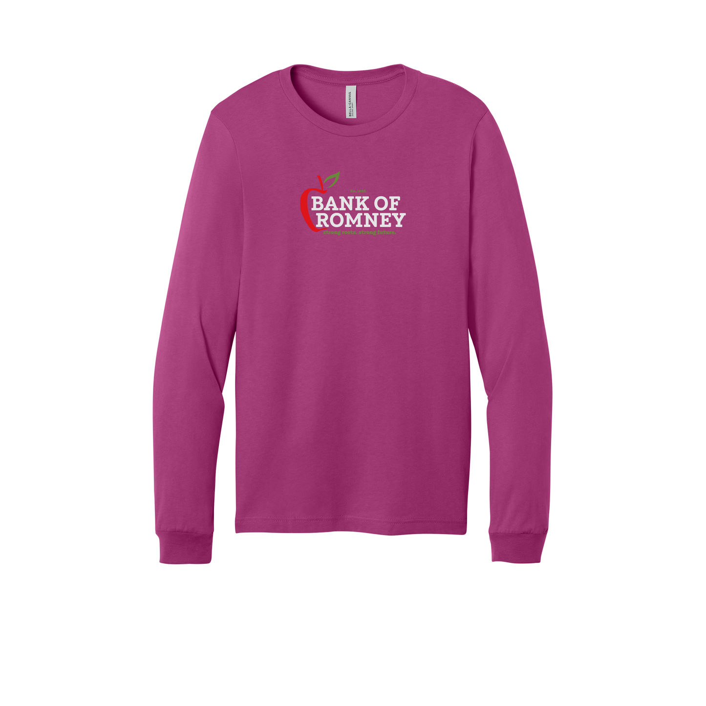 bankofromney-all-season-long-sleeve-tee-dtf-front-3501-berry-flat-front