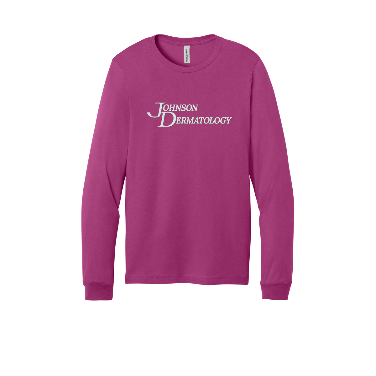 johnsondermatology-all-season-medical-long-sleeve-tee-dtf-front-3501-berry-flat-front
