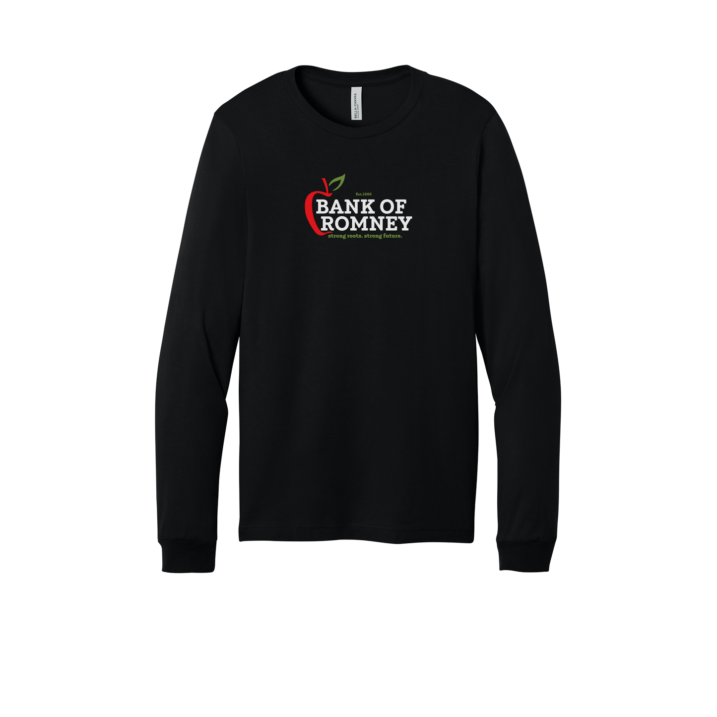 bankofromney-all-season-long-sleeve-tee-dtf-front-3501-black-flat-front