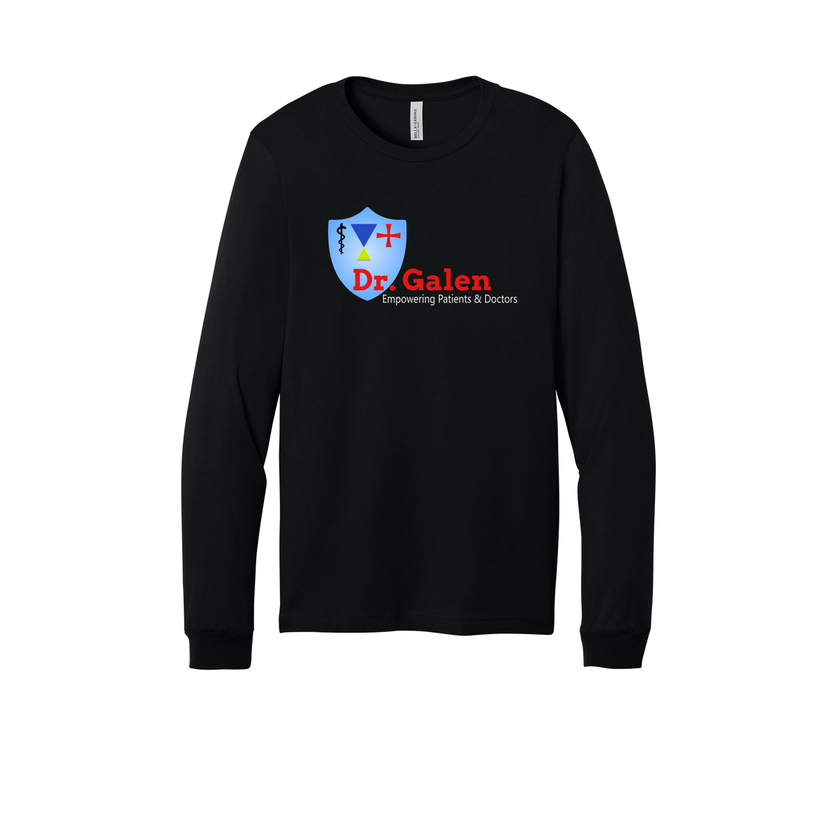 drgalen-all-season-medical-long-sleeve-tee-dtf-front-3501-black-flat-front