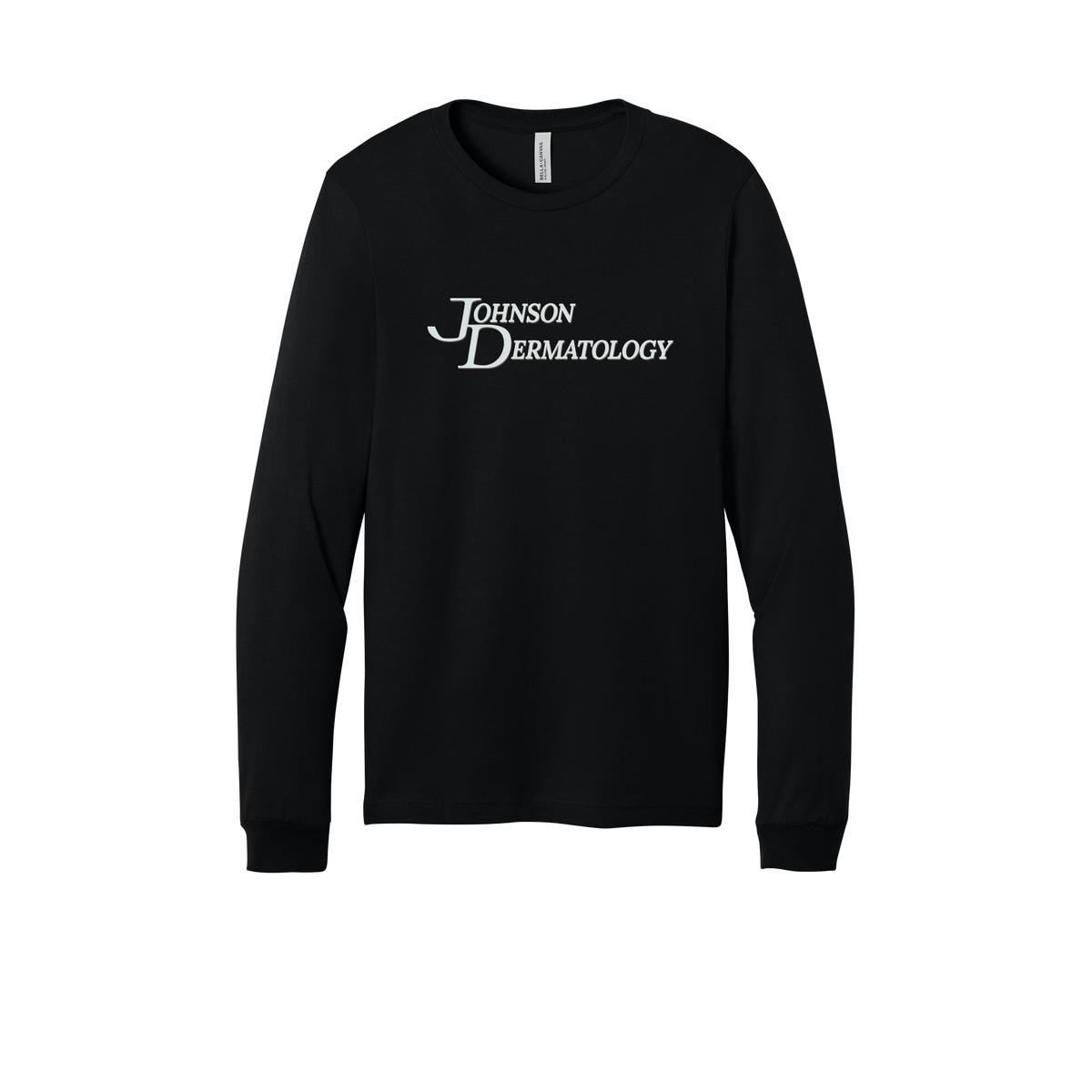 johnsondermatology-all-season-medical-long-sleeve-tee-dtf-front-3501-black-flat-front