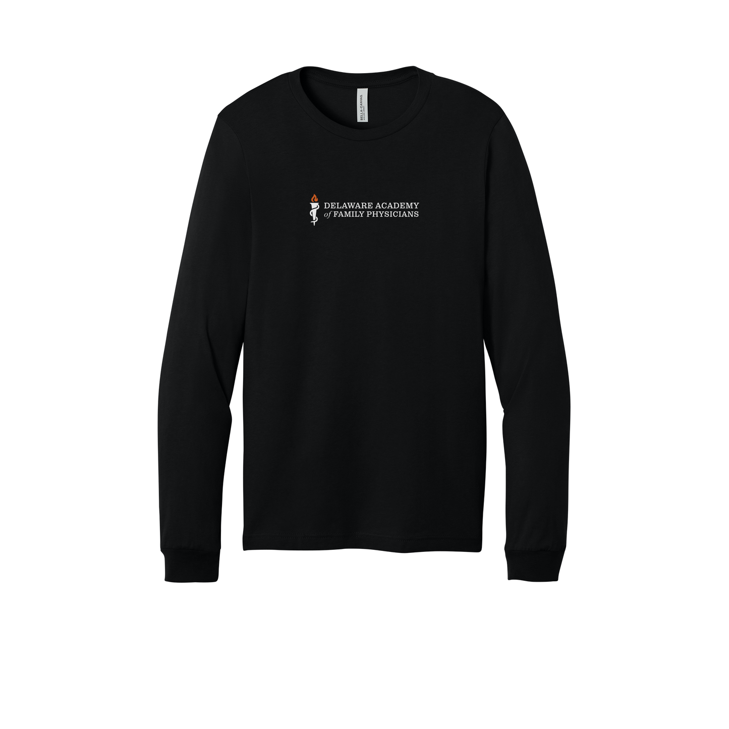 delfamdoc-all-season-medical-long-sleeve-tee-dtf-front-3501-black-flat-front