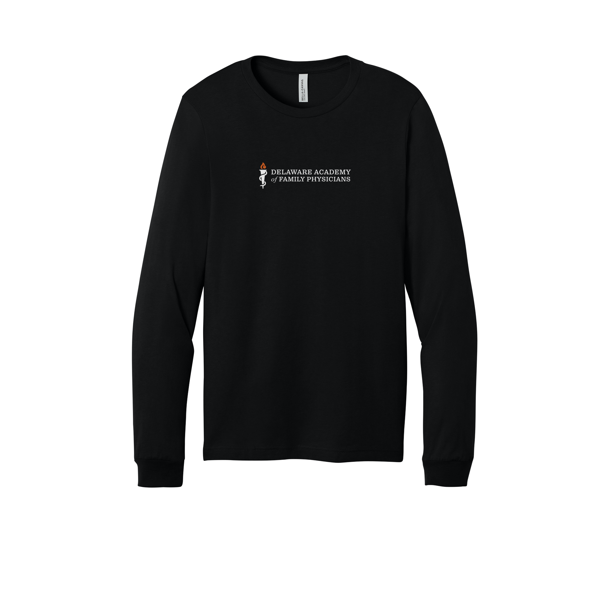 delfamdoc-all-season-medical-long-sleeve-tee-dtf-front-3501-black-flat-front