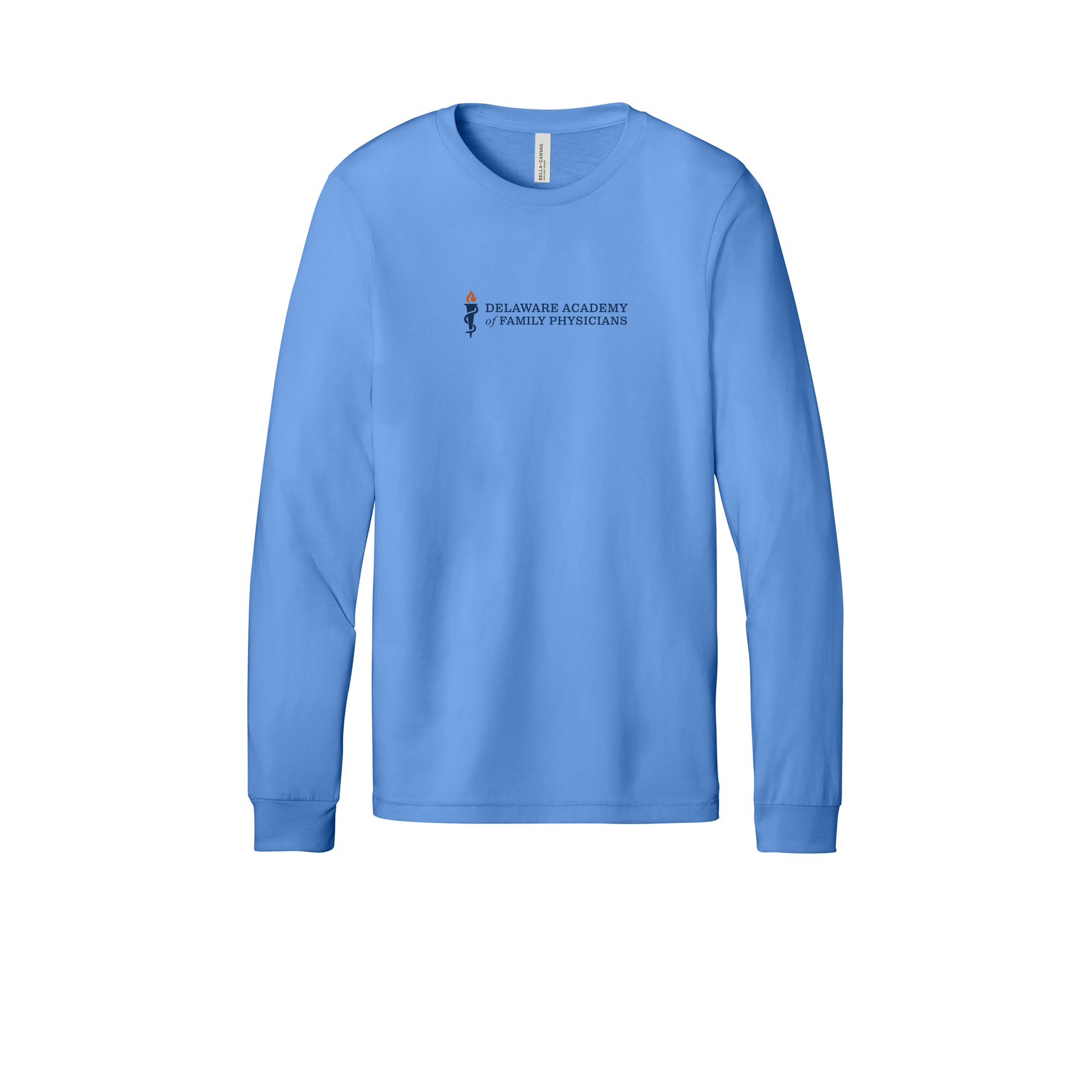 delfamdoc-all-season-medical-long-sleeve-tee-dtf-front-3501-carolinablue-flat-front