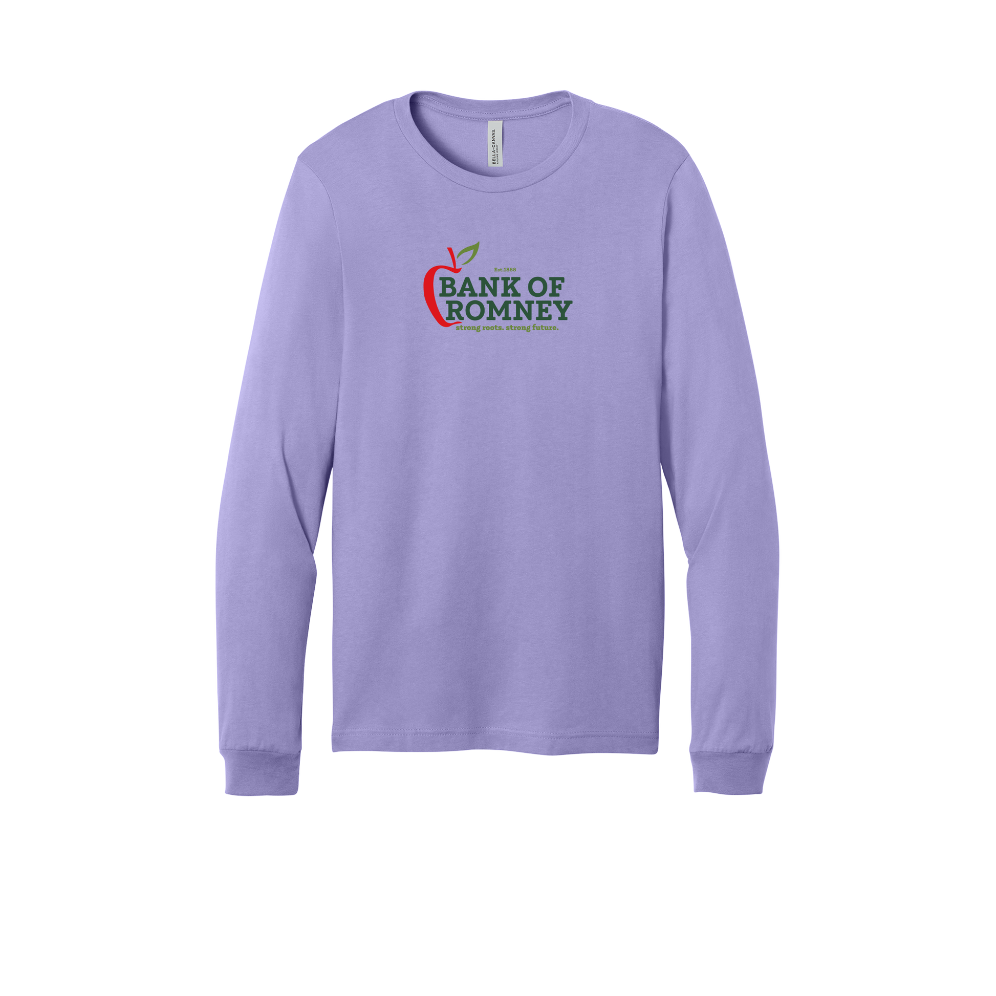 bankofromney-all-season-long-sleeve-tee-dtf-front-3501-darklavender-flat-front