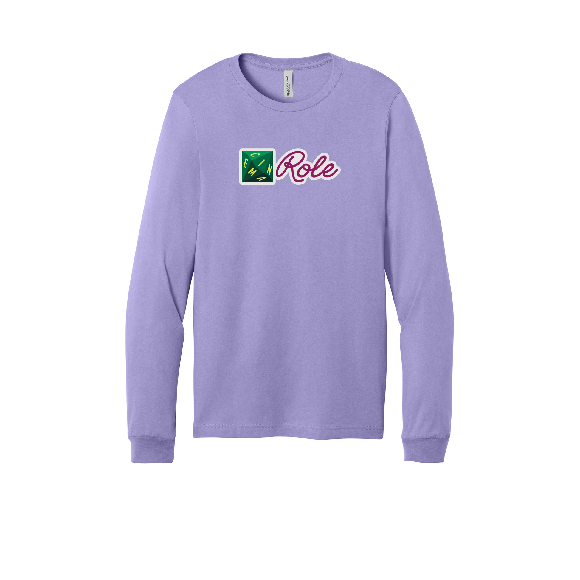 cinemarole-all-season-long-sleeve-tee-dtf-front-3501-darklavender-flat-front