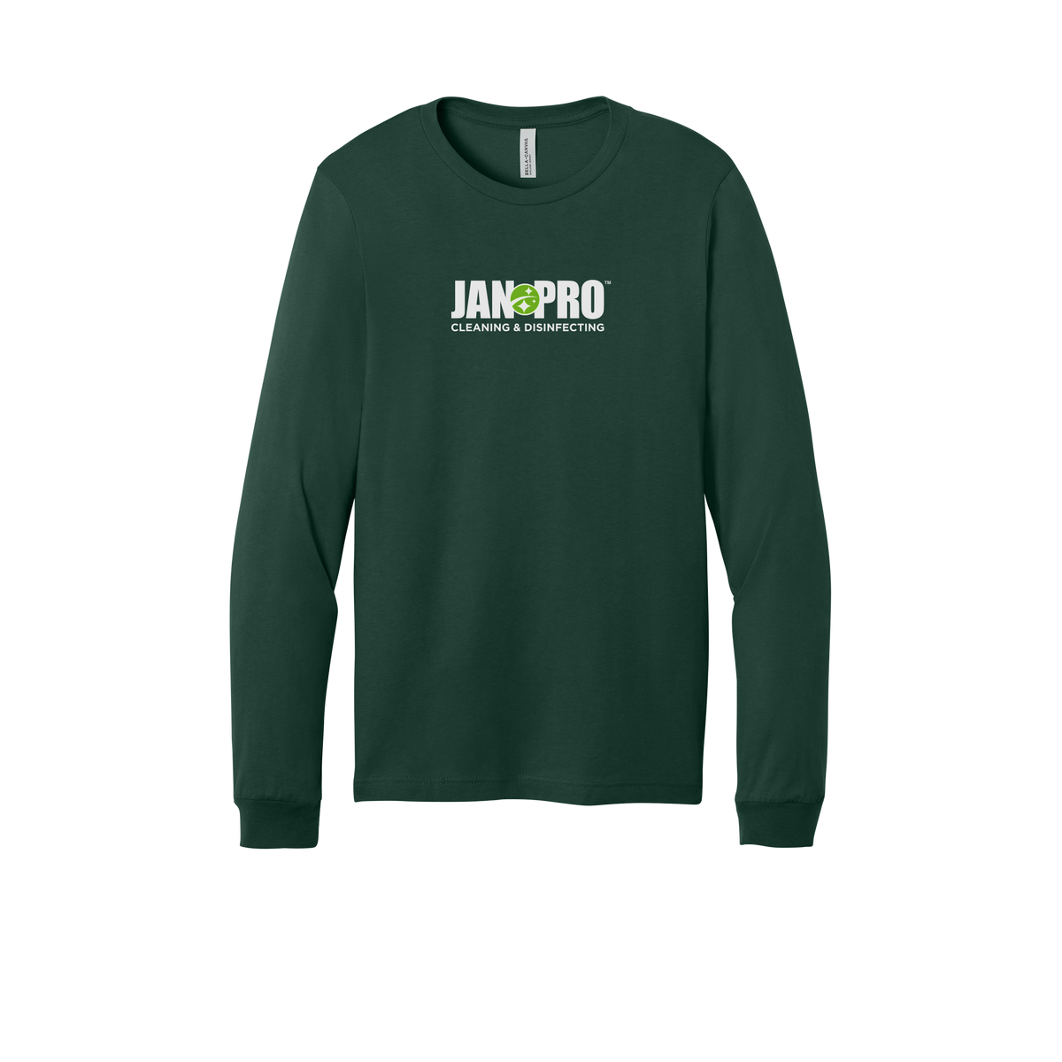 jan-pro-all-season-long-sleeve-tee-dtf-front-3501-forest-flat-front