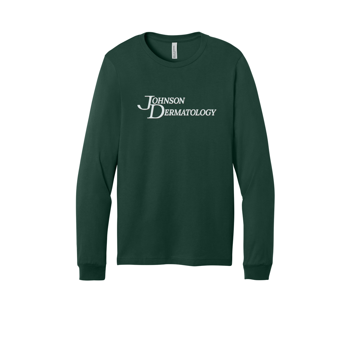 johnsondermatology-all-season-medical-long-sleeve-tee-dtf-front-3501-forest-flat-front
