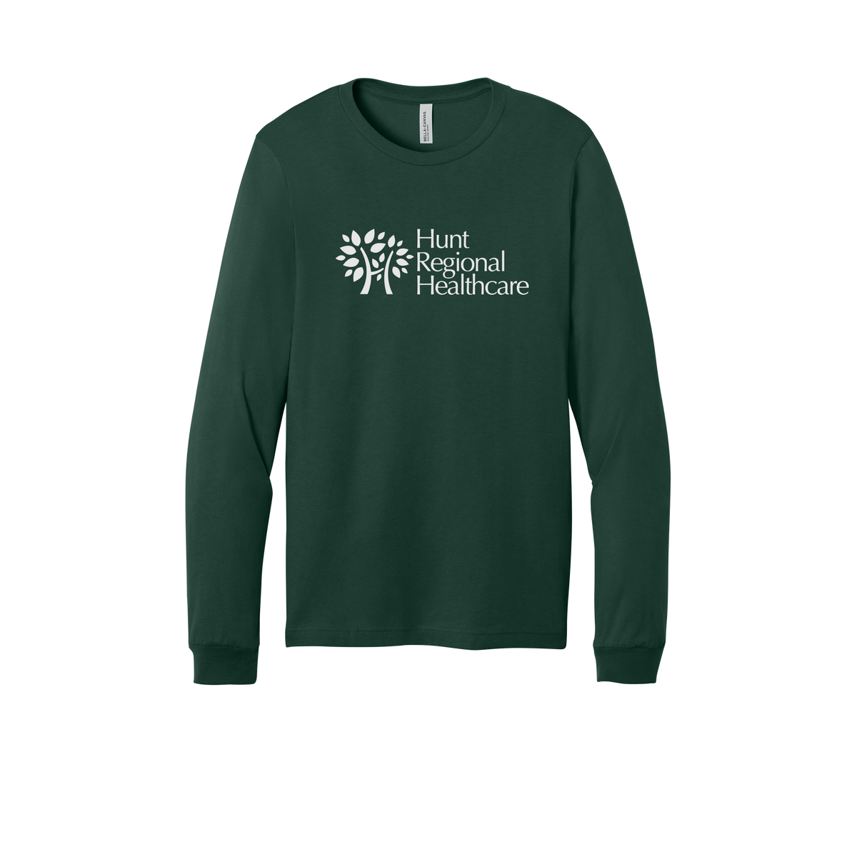 huntregional-all-season-medical-long-sleeve-tee-dtf-front-3501-forest-flat-front