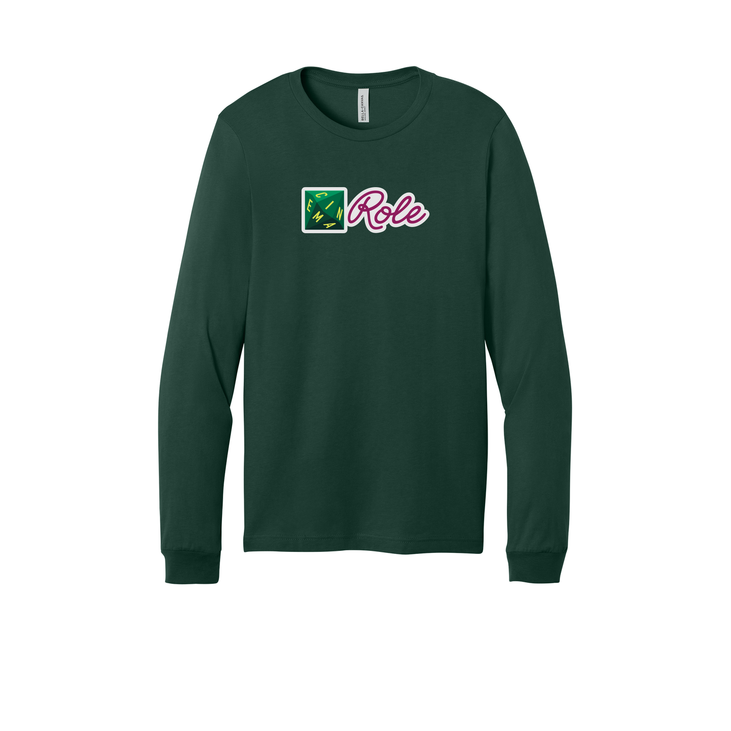 cinemarole-all-season-long-sleeve-tee-dtf-front-3501-forest-flat-front