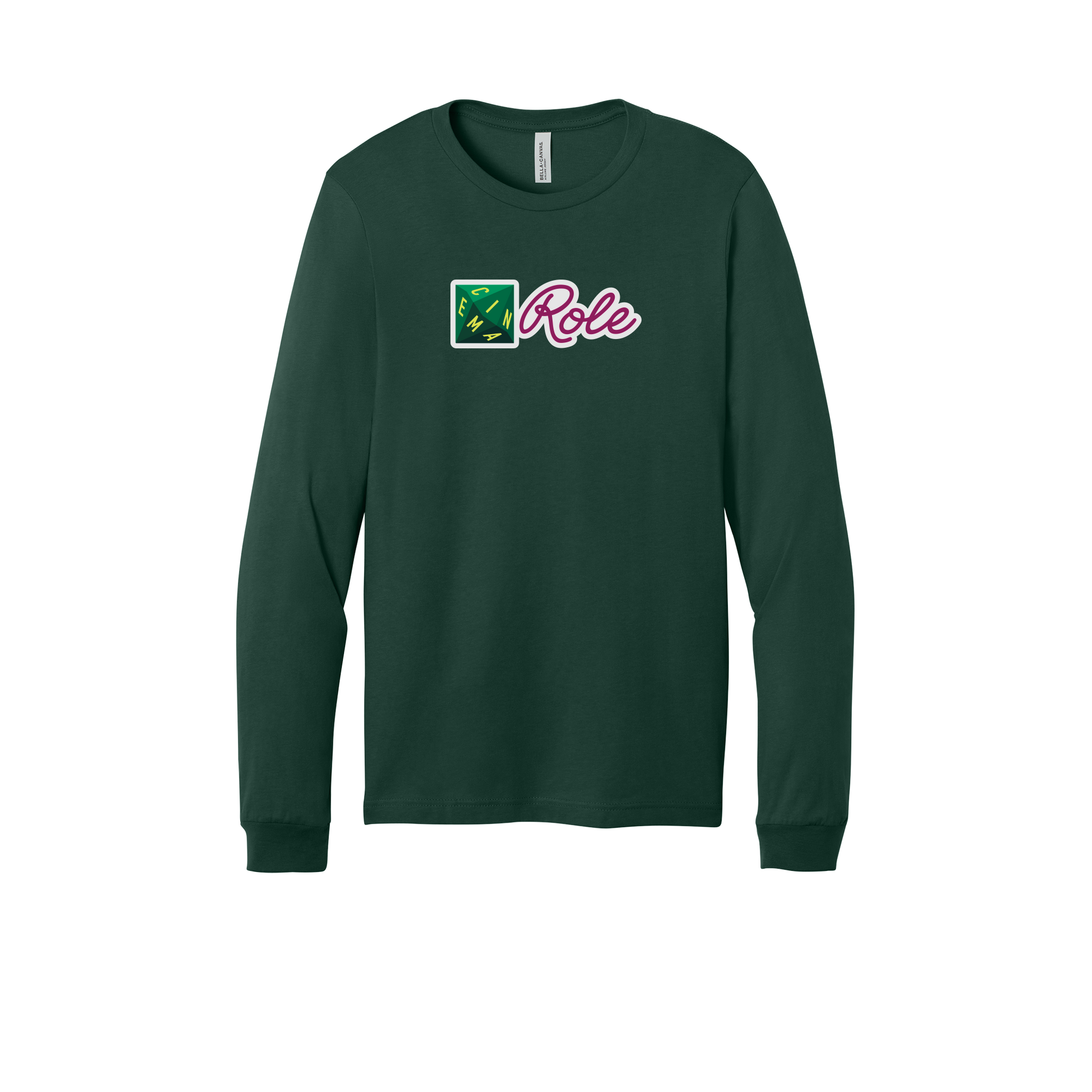 cinemarole-all-season-long-sleeve-tee-dtf-front-3501-forest-flat-front