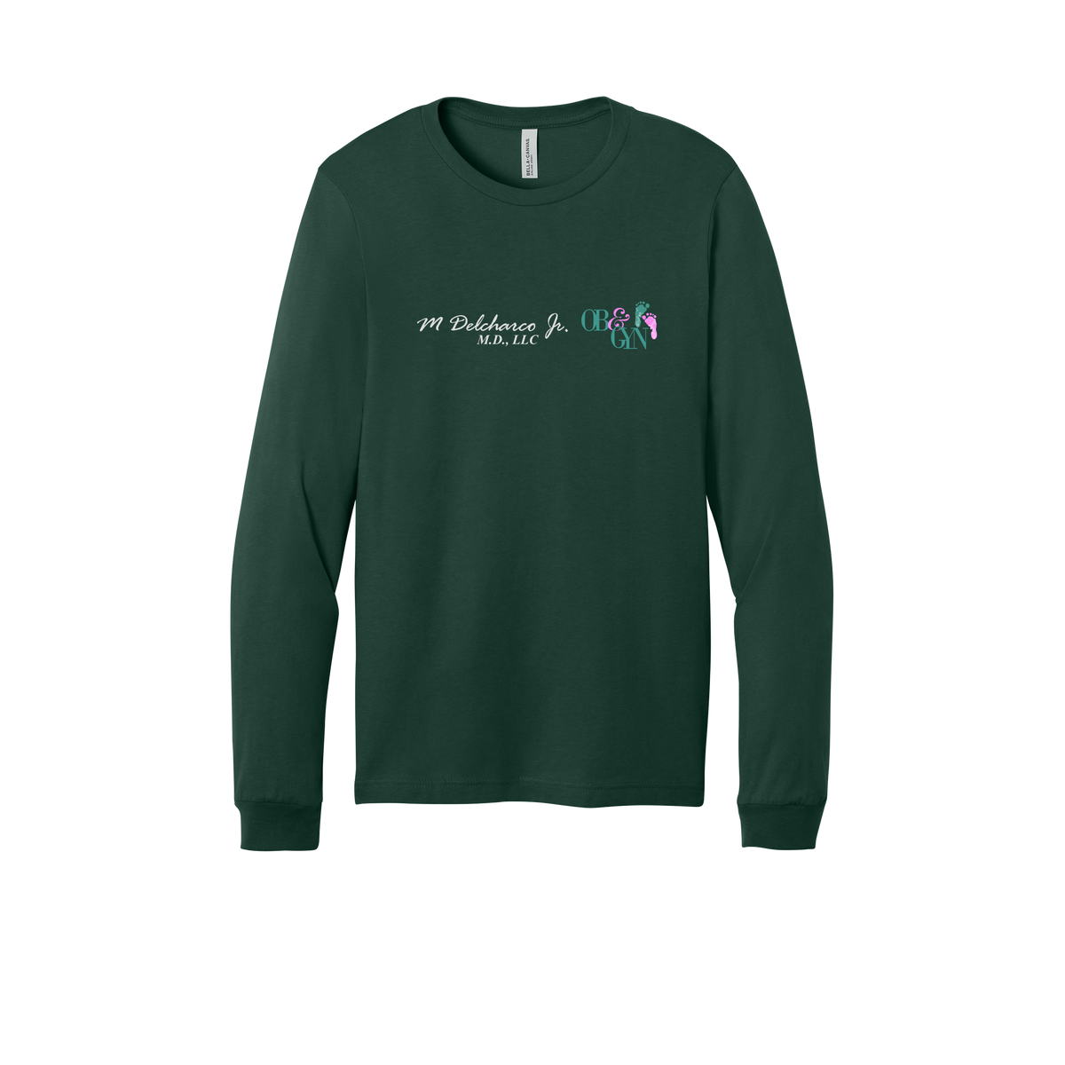 delcharco-all-season-medical-long-sleeve-tee-dtf-front-3501-forest-flat-front