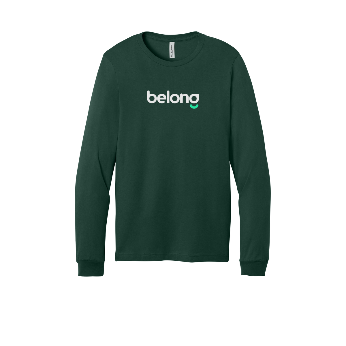 belonghome-all-season-long-sleeve-tee-dtf-front-3501-forest-flat-front