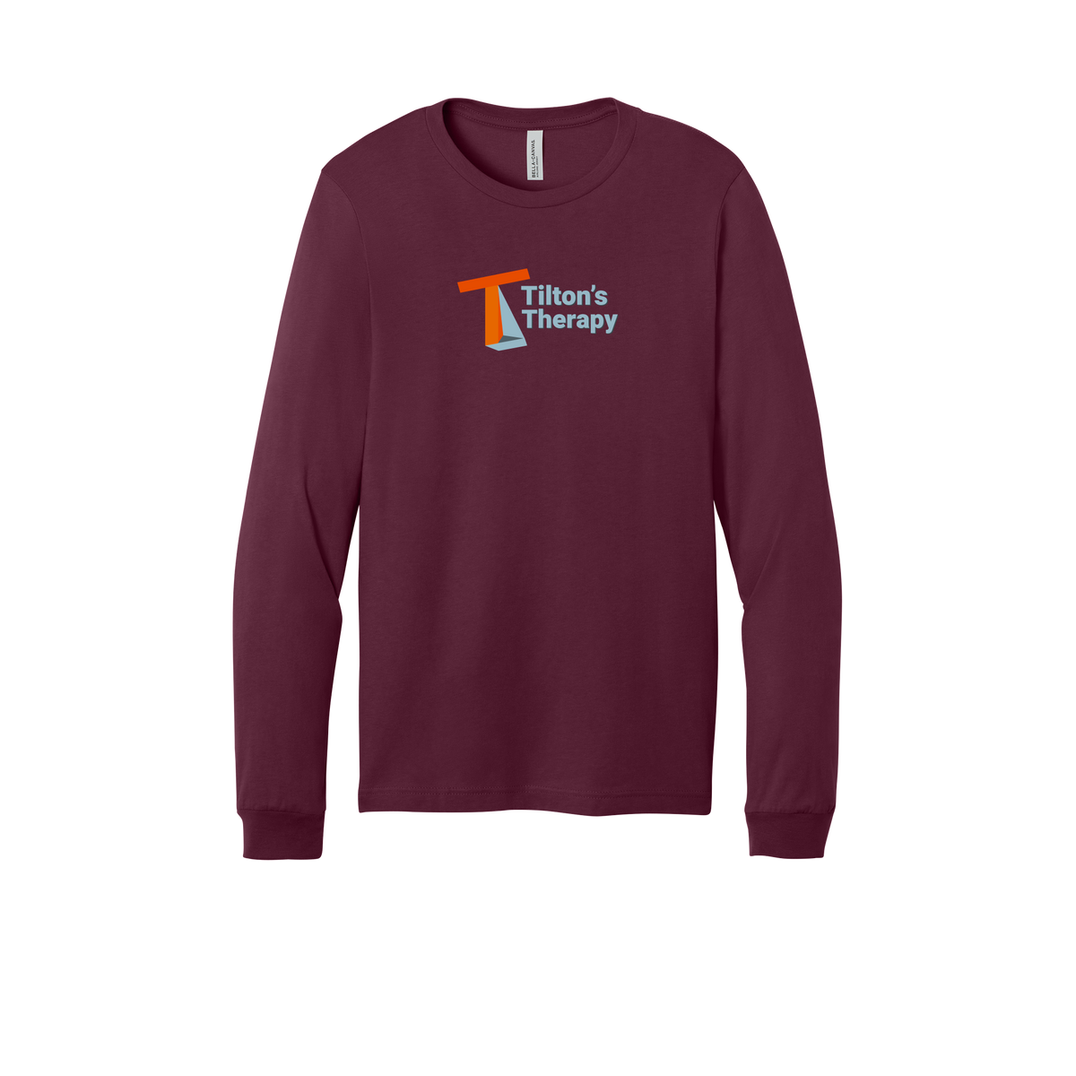 tiltonstherapy-all-season-long-sleeve-tee-dtf-front-3501-maroon-flat-front