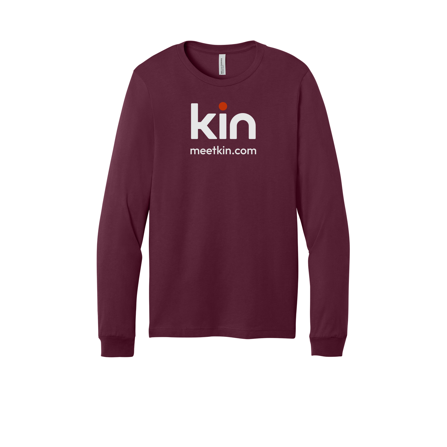 kin-all-season-long-sleeve-tee-dtf-front-3501-maroon-flat-front