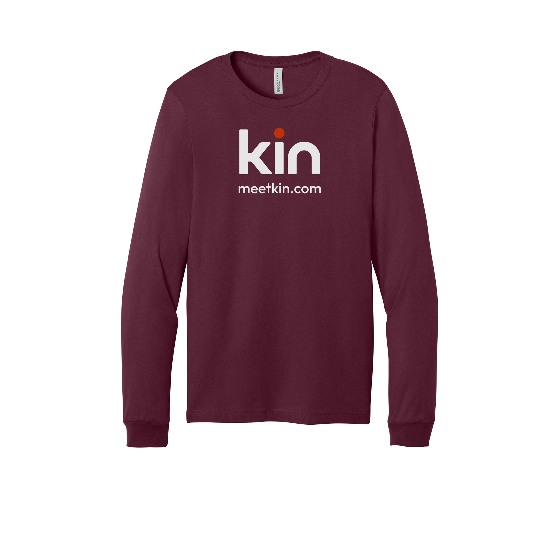 kin-all-season-long-sleeve-tee-dtf-front-3501-maroon-flat-front