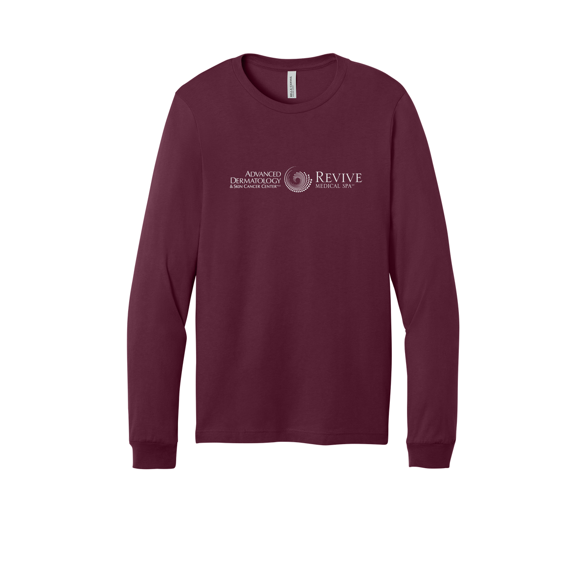 advancedskinmd-all-season-medical-long-sleeve-tee-dtf-front-3501-maroon-flat-front