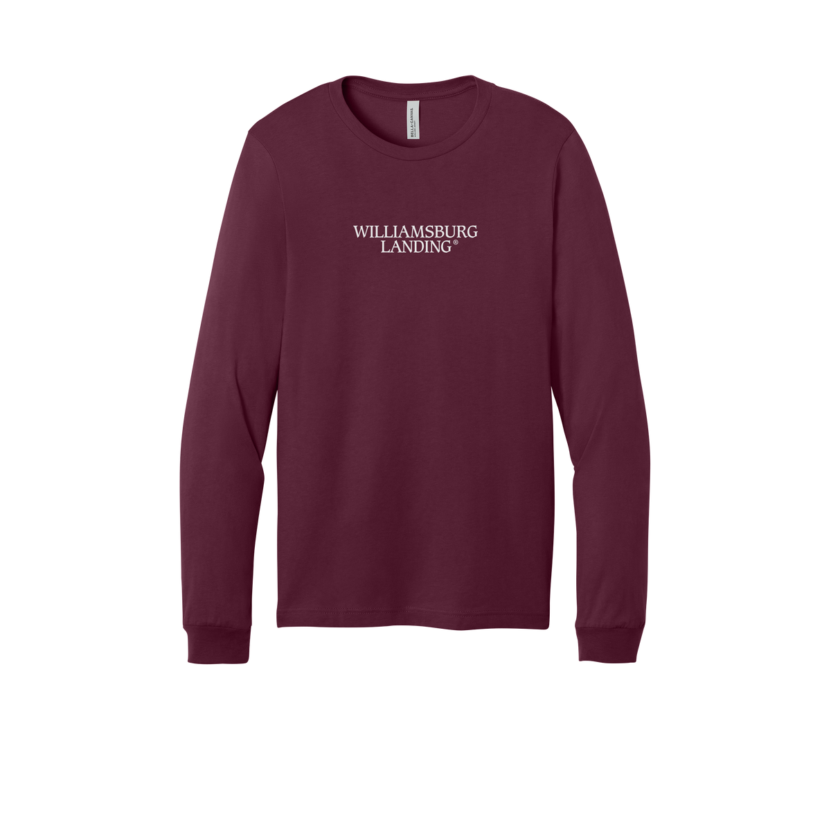 williamsburglanding-all-season-long-sleeve-tee-dtf-front-3501-maroon-flat-front