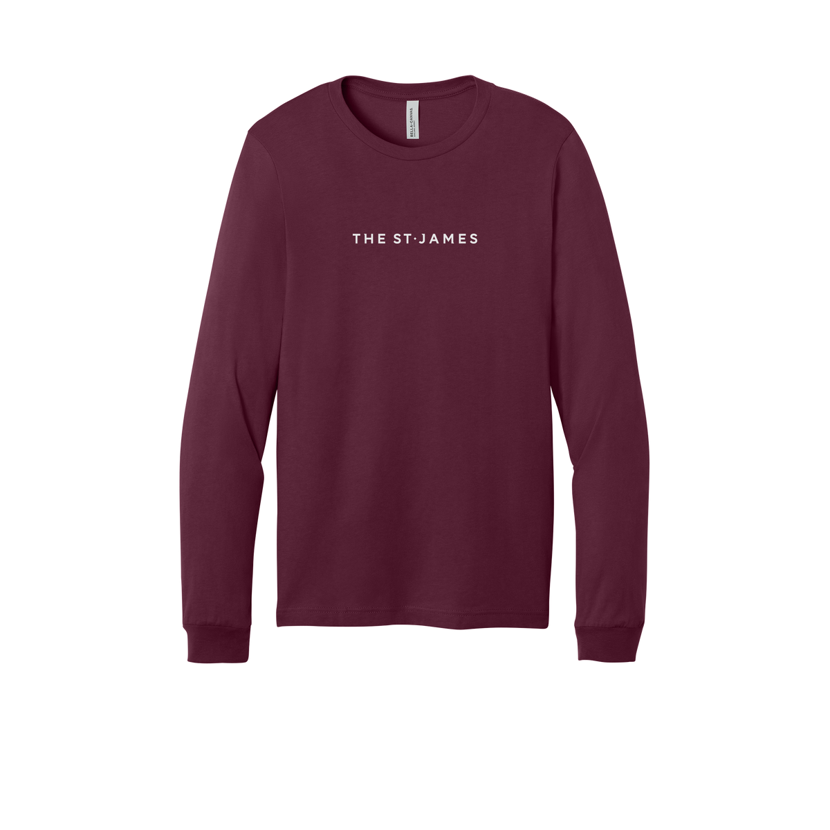thestjames-all-season-long-sleeve-tee-dtf-front-3501-maroon-flat-front