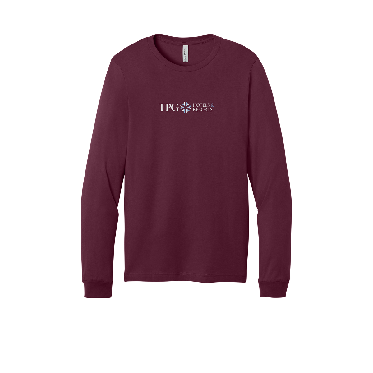 tpghotelsandresorts-all-season-long-sleeve-tee-dtf-front-3501-maroon-flat-front