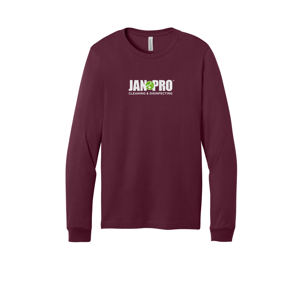 jan-pro-all-season-long-sleeve-tee-dtf-front-3501-maroon-flat-front