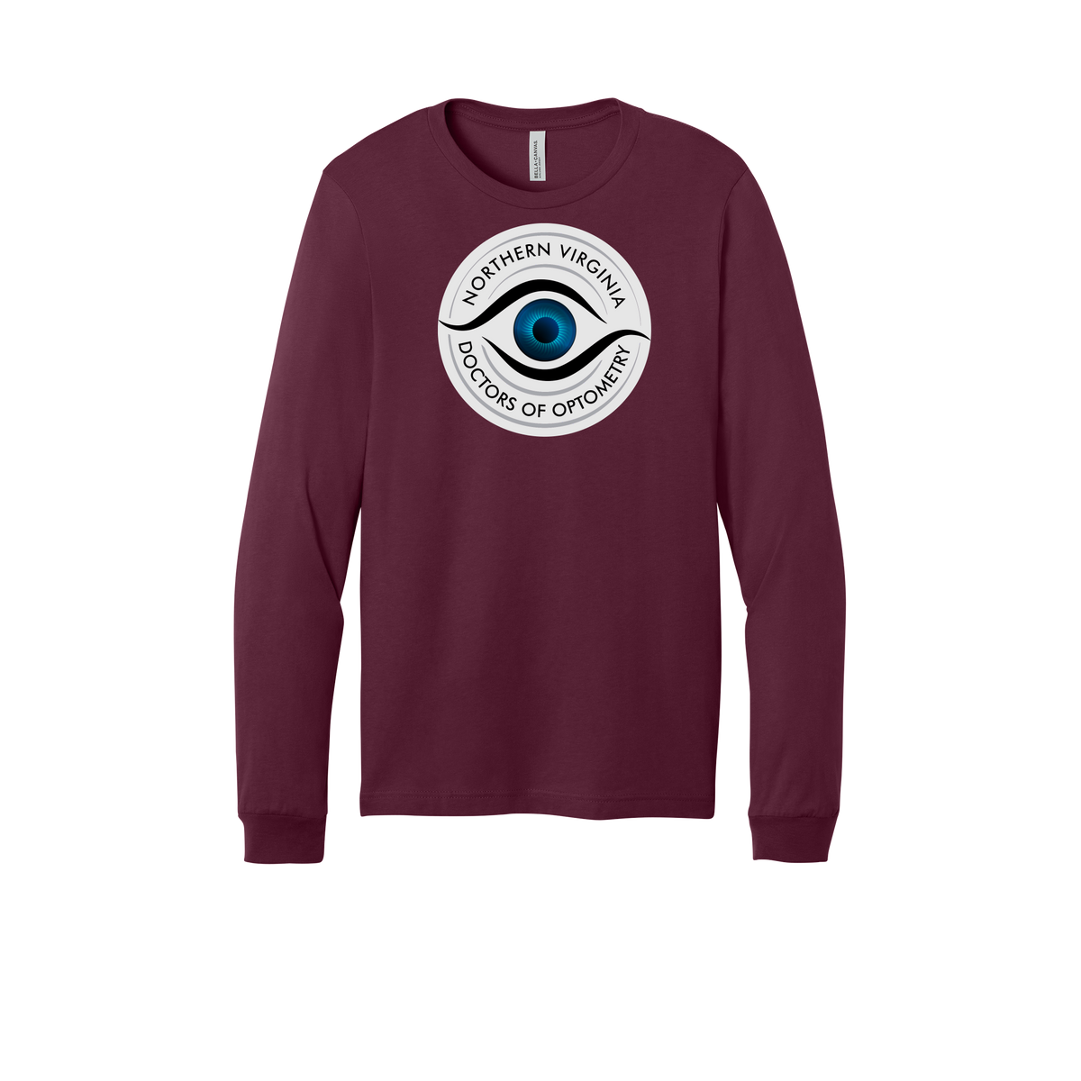novaeyedocs-all-season-medical-long-sleeve-tee-dtf-front-3501-maroon-flat-front
