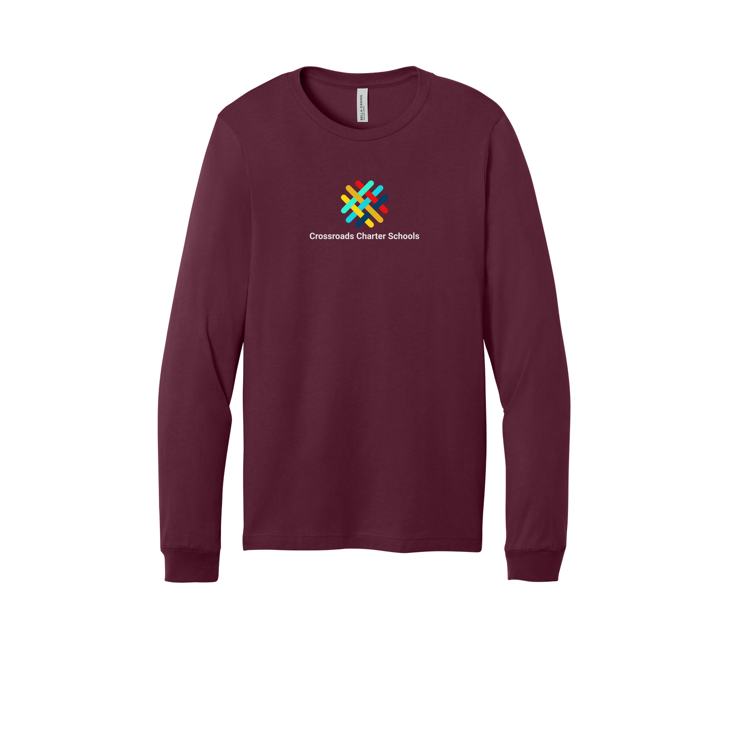 crossroadsschoolskc-all-season-long-sleeve-tee-dtf-front-3501-maroon-flat-front