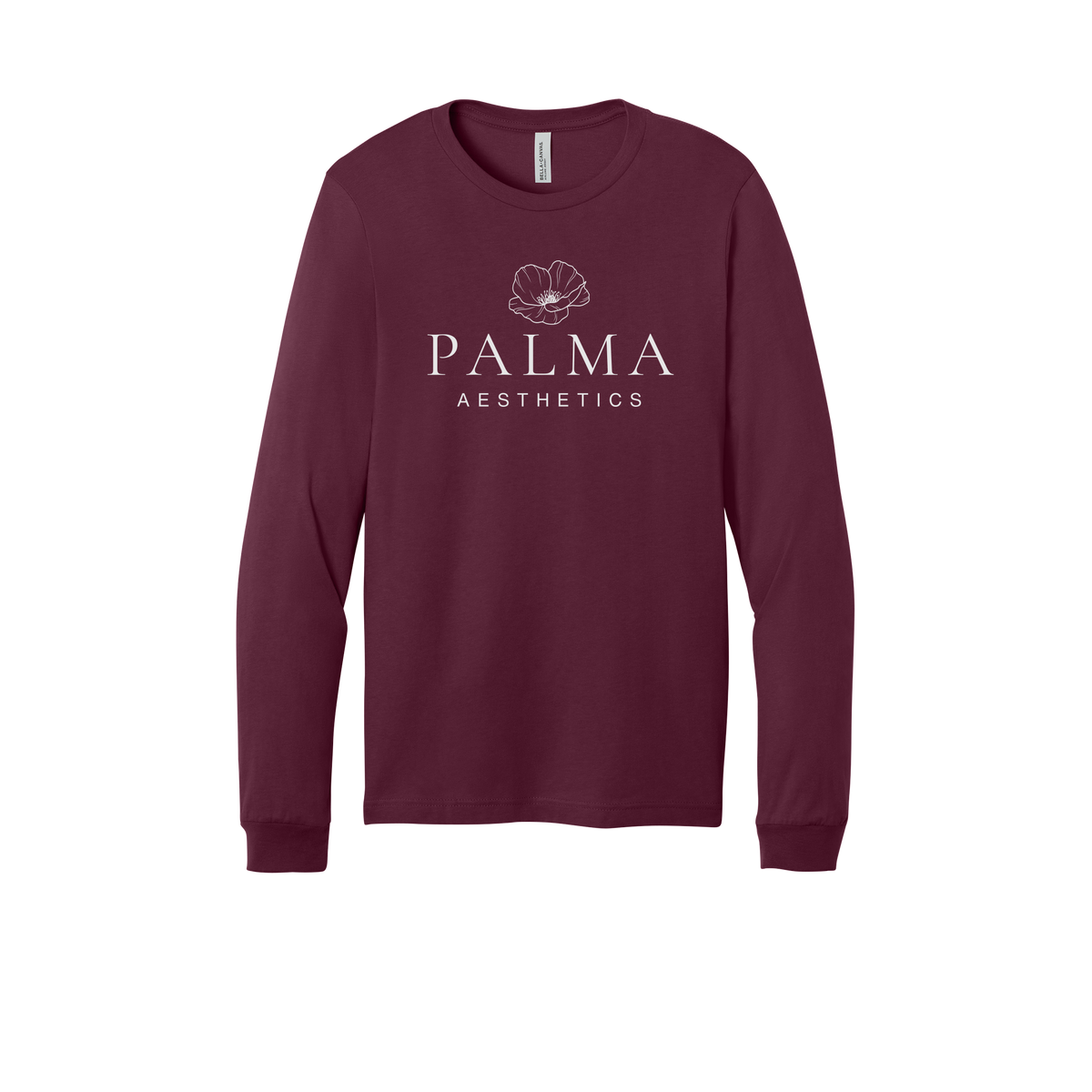 palmaaesthetics-all-season-medical-long-sleeve-tee-dtf-front-3501-maroon-flat-front