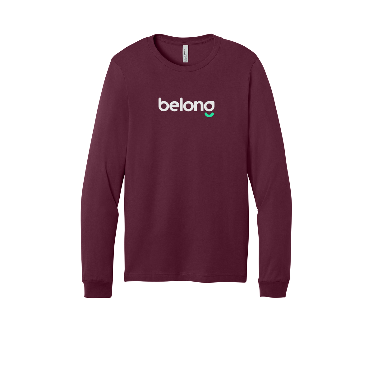 belonghome-all-season-long-sleeve-tee-dtf-front-3501-maroon-flat-front