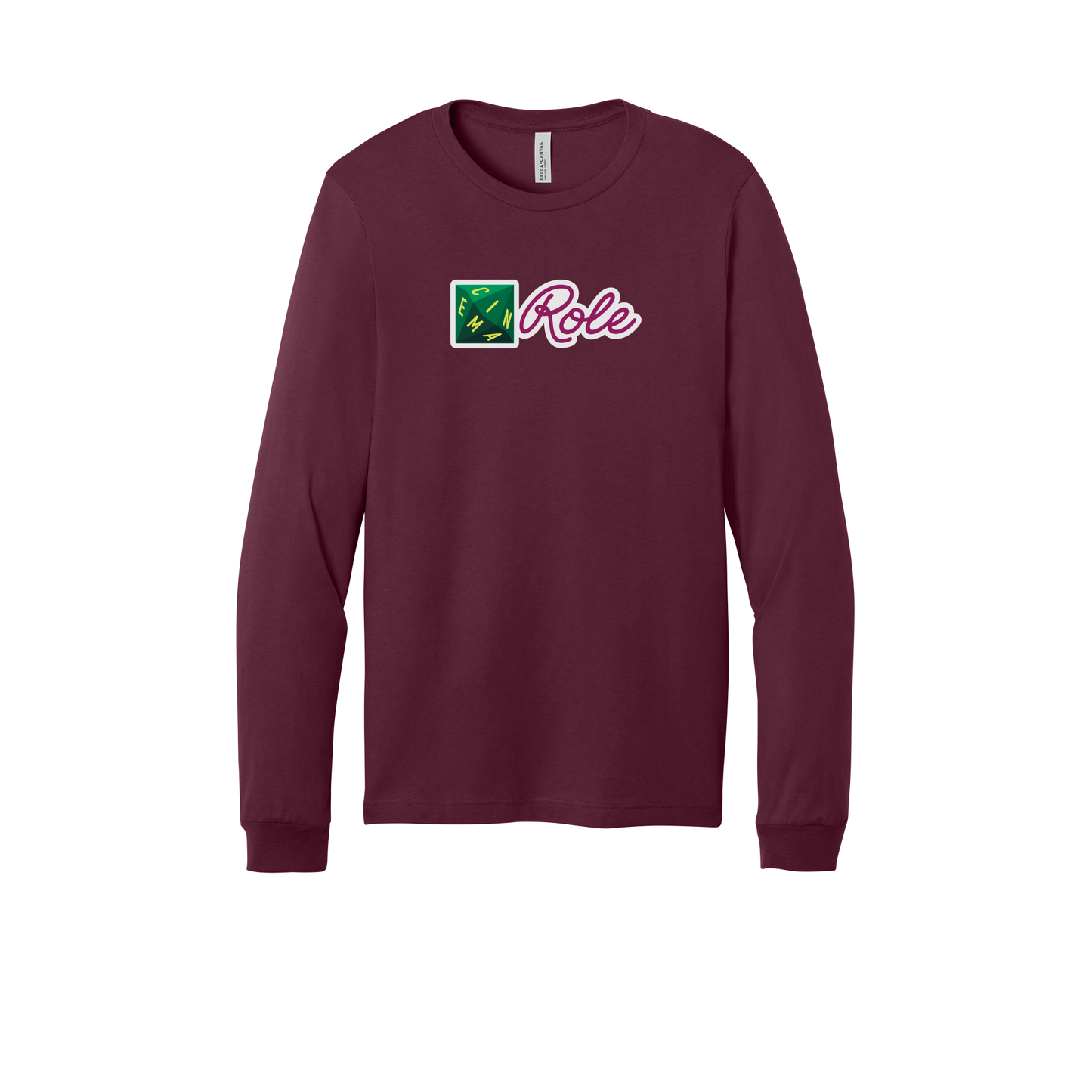 cinemarole-all-season-long-sleeve-tee-dtf-front-3501-maroon-flat-front