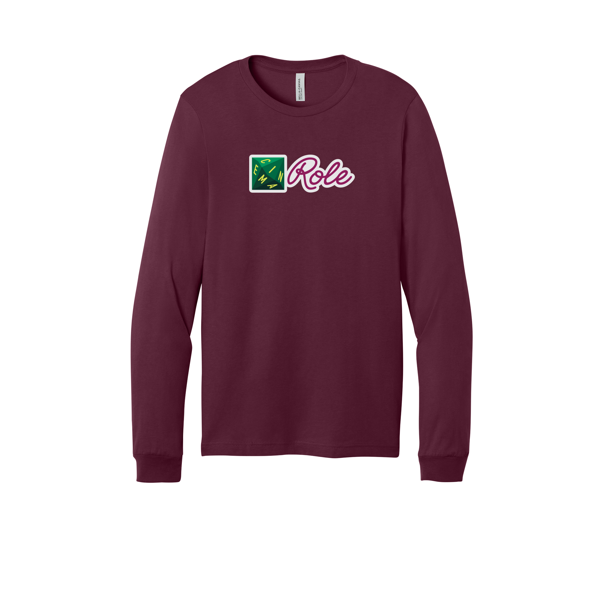 cinemarole-all-season-long-sleeve-tee-dtf-front-3501-maroon-flat-front