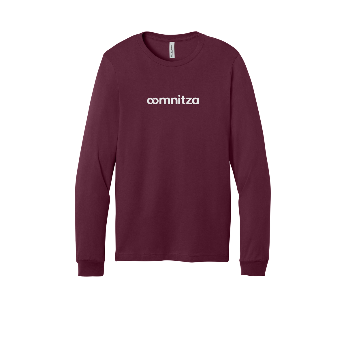 oomnitza-all-season-long-sleeve-tee-dtf-front-3501-maroon-flat-front