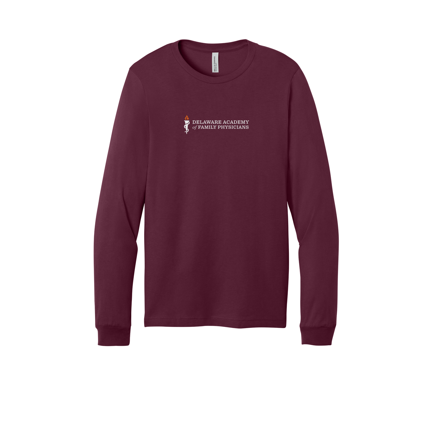 delfamdoc-all-season-medical-long-sleeve-tee-dtf-front-3501-maroon-flat-front