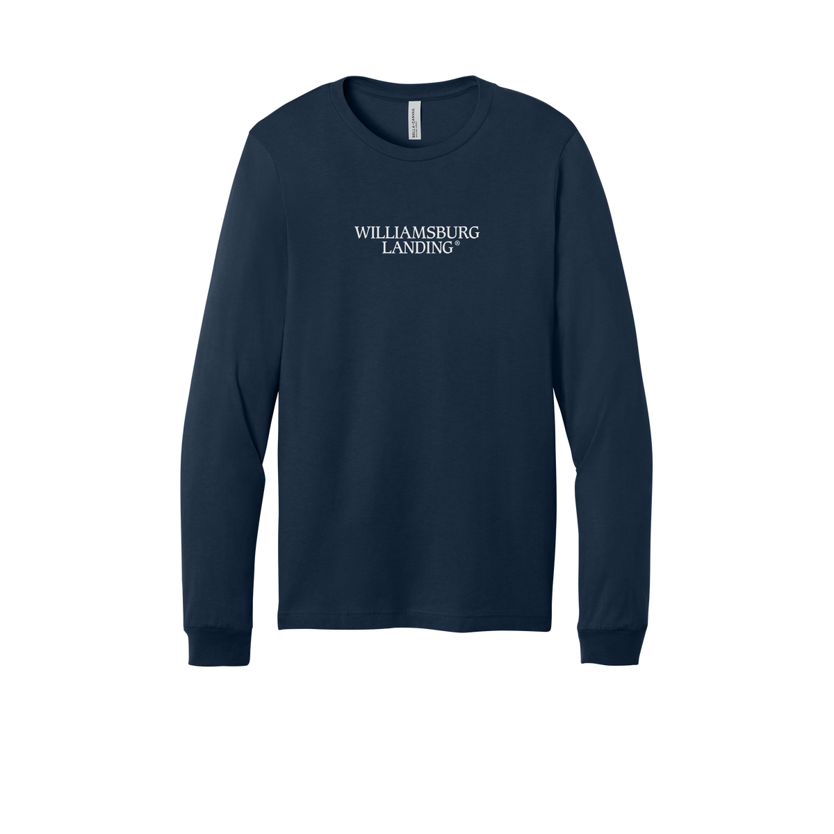 williamsburglanding-all-season-long-sleeve-tee-dtf-front-3501-navy-flat-front