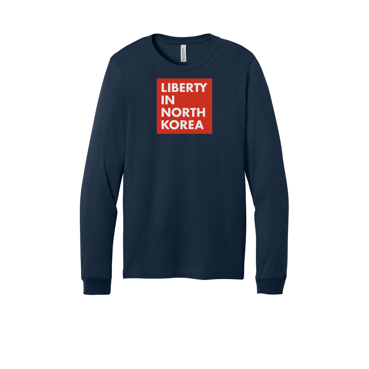 libertyinnorthkorea-all-season-long-sleeve-tee-dtf-front-3501-navy-flat-front