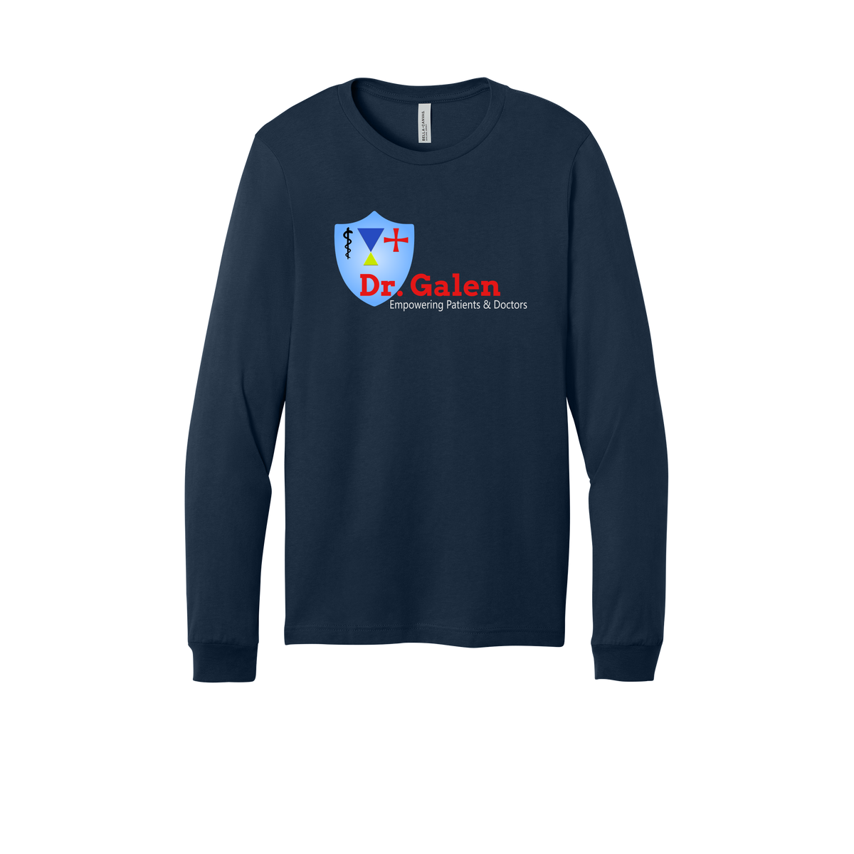 drgalen-all-season-medical-long-sleeve-tee-dtf-front-3501-navy-flat-front