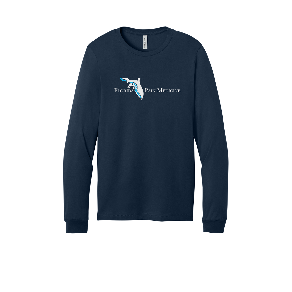 floridapainmedicine-all-season-medical-long-sleeve-tee-dtf-front-3501-navy-flat-front